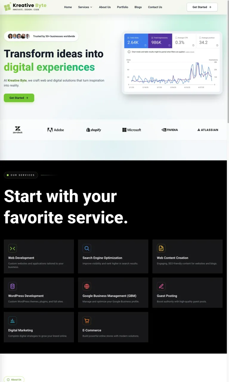 High-Performance Agency Website for KreativeByte screenshot 7