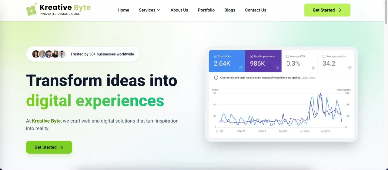 High-Performance Agency Website for KreativeByte screenshot 2