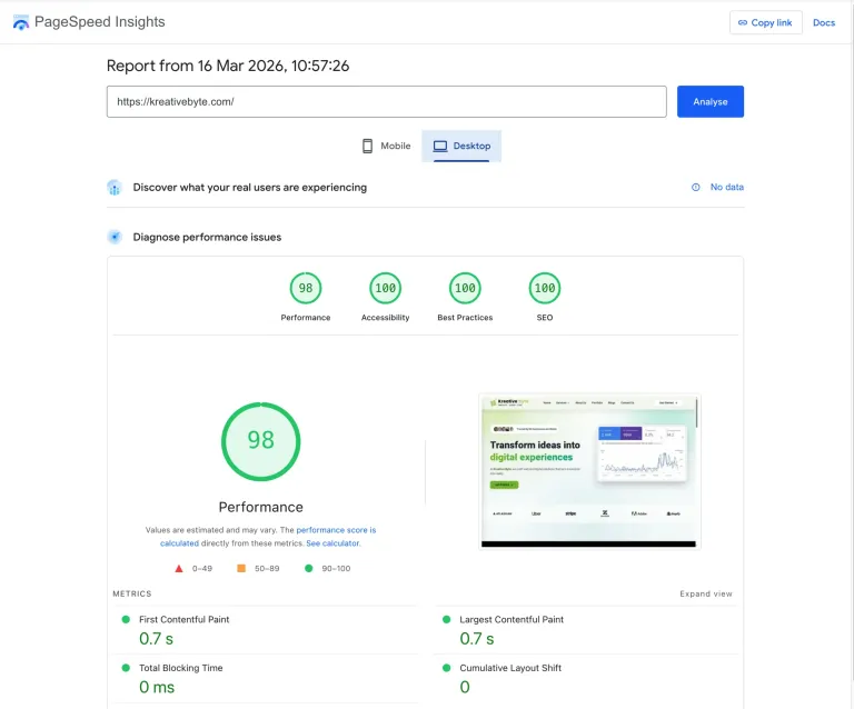 High-Performance Agency Website for KreativeByte screenshot 5